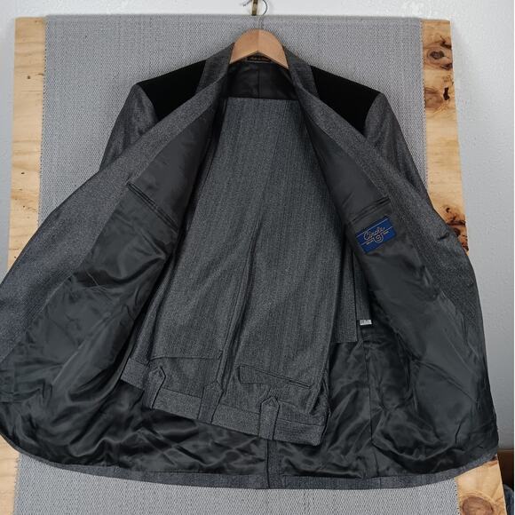 Circle S Dallas Texas Vintage Western Yoke Suit 46L SilverBlack Rockabilly Dance - Picture 3 of 16